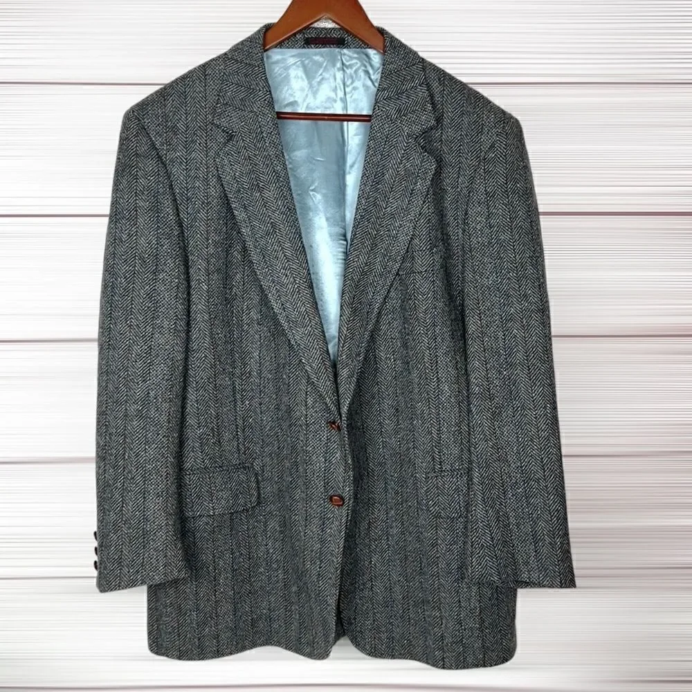 Boston Traders Men's Gray Wool Tweed Single Breasted Lined Sports Coat Blazer